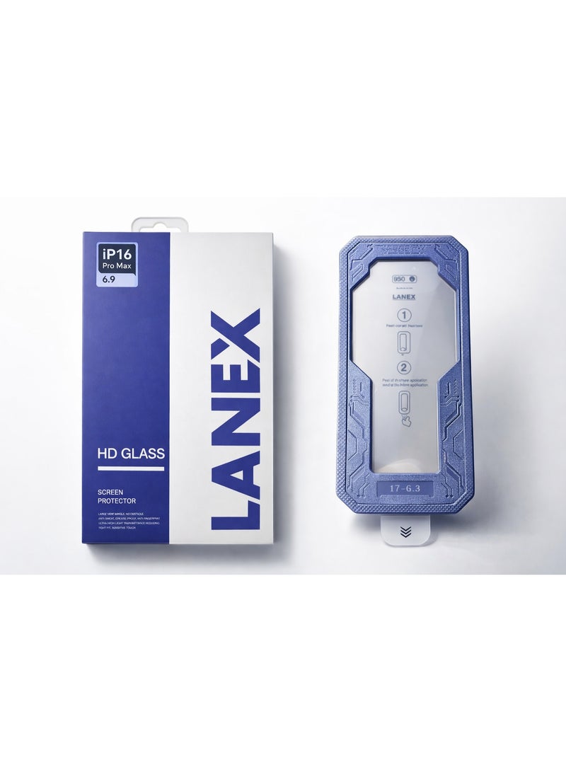 لانيكس شاشة حماية زجاجية فاخرة من LANEX لهاتف ايفون 16 برو ماكس (iPhone 16 Pro Max) مقاس 6.9 بوصة مع أداة تركيب تلقائي - زجاج مقوى عالي الشفافية (HD) - Image 5