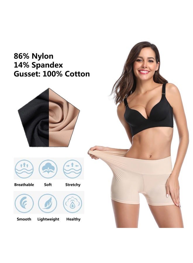 JOYSHAPER Boyshorts Panties for Women Anti Chafing Underwear Slip Shorts for Women Under Dress, Nude（wide Waistband）, XL - Image 4