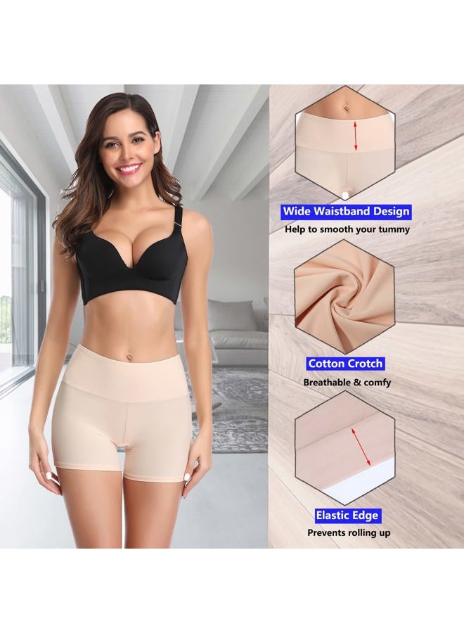 JOYSHAPER Boyshorts Panties for Women Anti Chafing Underwear Slip Shorts for Women Under Dress, Nude（wide Waistband）, XL - Image 3
