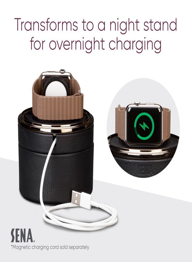 Sena Leather Travel Watch Case for Apple Watch Series 1,2,3,4,5,6,7,8,9 and SE, Single Storage Box of Apple Watches, Converts from Travel Case to Charging Stand, not fit Watch Ultra/Ultra 2, - Image 4