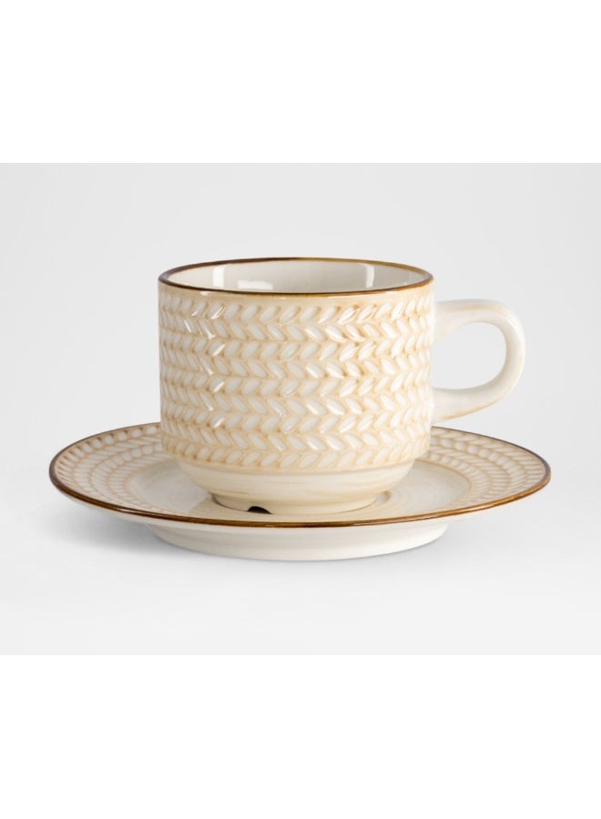 2XL Home Beige Cup and Saucer Set for Home - Image 1