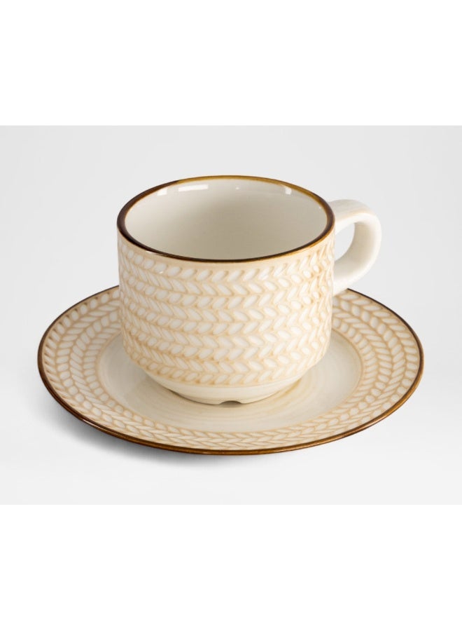 2XL Home Beige Cup and Saucer Set for Home - Image 2