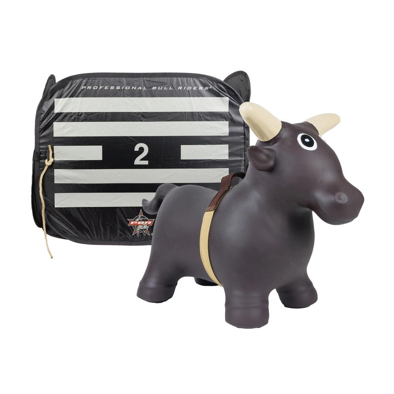 Big Country Toys Lilâ€™ Bucker Bull & PBR Bucking Chute Kids Toys Set, Rodeo Ride On Toys for 18 Months to 3+ Years, Inflatable Bouncy Animals for Toddlers with Pump - Image 1