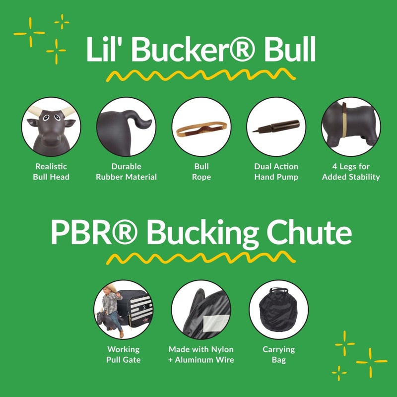Big Country Toys Lilâ€™ Bucker Bull & PBR Bucking Chute Kids Toys Set, Rodeo Ride On Toys for 18 Months to 3+ Years, Inflatable Bouncy Animals for Toddlers with Pump - Image 4
