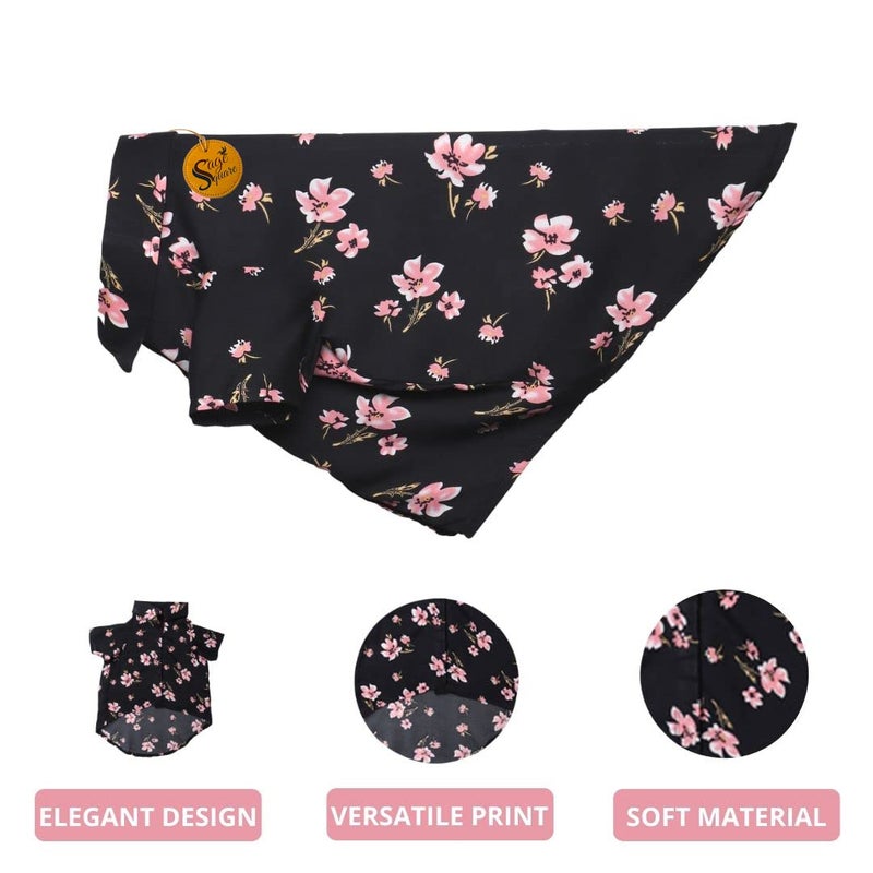 Sage Square Crazy Printed Dog Shirt, Trending Dog Shirt Ultra Soft & Light Weight, Comfortable & Breathable Dog Apparel, Trendy Outfit (Black Flower Print) (XSmall - 12inch) - Image 2
