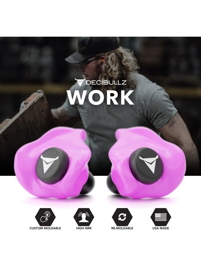 Decibullz Custom Molded Earplugs, 31dB Highest NRR, Comfortable Hearing Protection for Shooting, Travel, Swimming, Work and Concerts (Pink) - Image 5