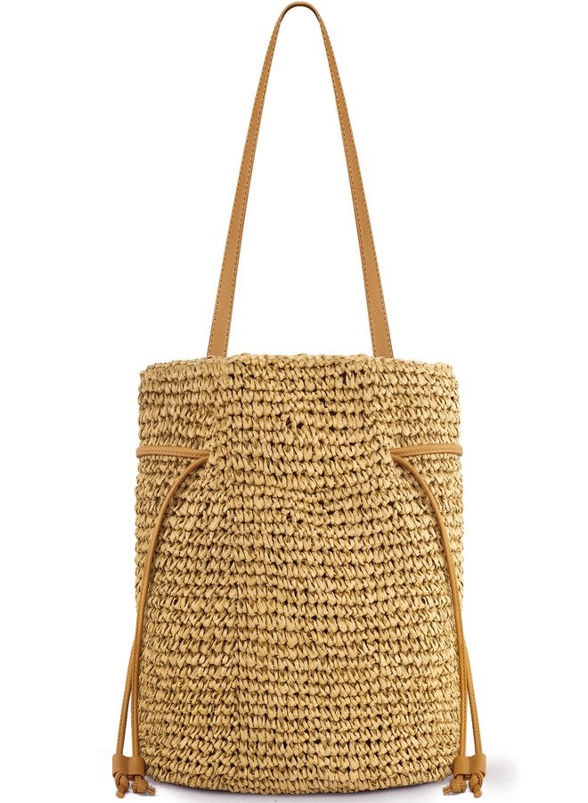 NEWROGENG Beach Bags for Women, Beach Tote Straw Purse Handbag for Summer Vacation, Khaki, One size - Image 1