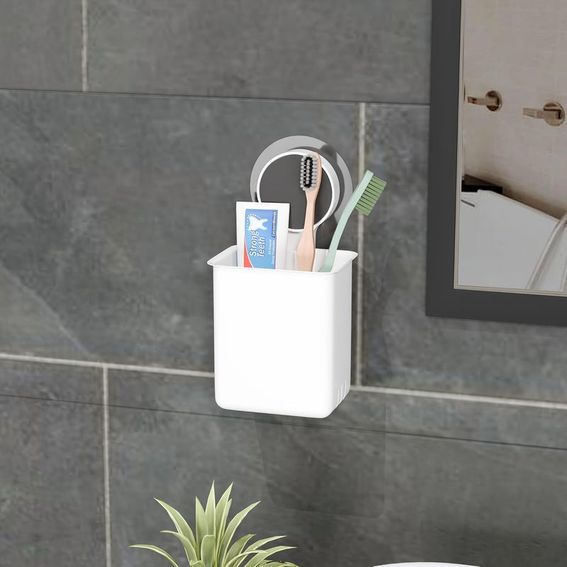 XBEY Plastic Toothbrush Holders for Bathroom | Wall Mounted Toothbrush Holder | Toothbrush Holders for Toothbrushes | Self Adhesive Toothbrush Holder Drain Tray (1 Toothbrush + 2 Soap Dish) - Image 4