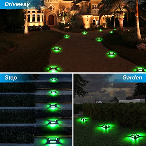 CREPOW Solar Green Deck Lights Driveway Dock Lights St. Patrick's Day Decor Light- 8 Packs Waterproof 1200mAh Outdoor LED Aluminum Dock Lighting Road Markers for Driveway Sidewalk Garden Pathway Yard - Image 2