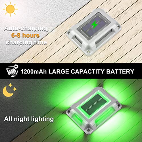 CREPOW Solar Green Deck Lights Driveway Dock Lights St. Patrick's Day Decor Light- 8 Packs Waterproof 1200mAh Outdoor LED Aluminum Dock Lighting Road Markers for Driveway Sidewalk Garden Pathway Yard - Image 4