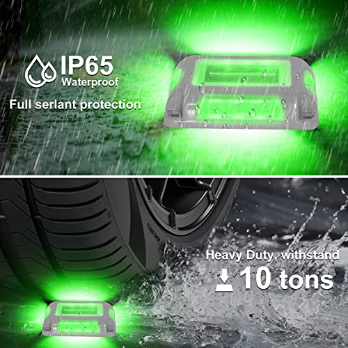 CREPOW Solar Green Deck Lights Driveway Dock Lights St. Patrick's Day Decor Light- 8 Packs Waterproof 1200mAh Outdoor LED Aluminum Dock Lighting Road Markers for Driveway Sidewalk Garden Pathway Yard - Image 5