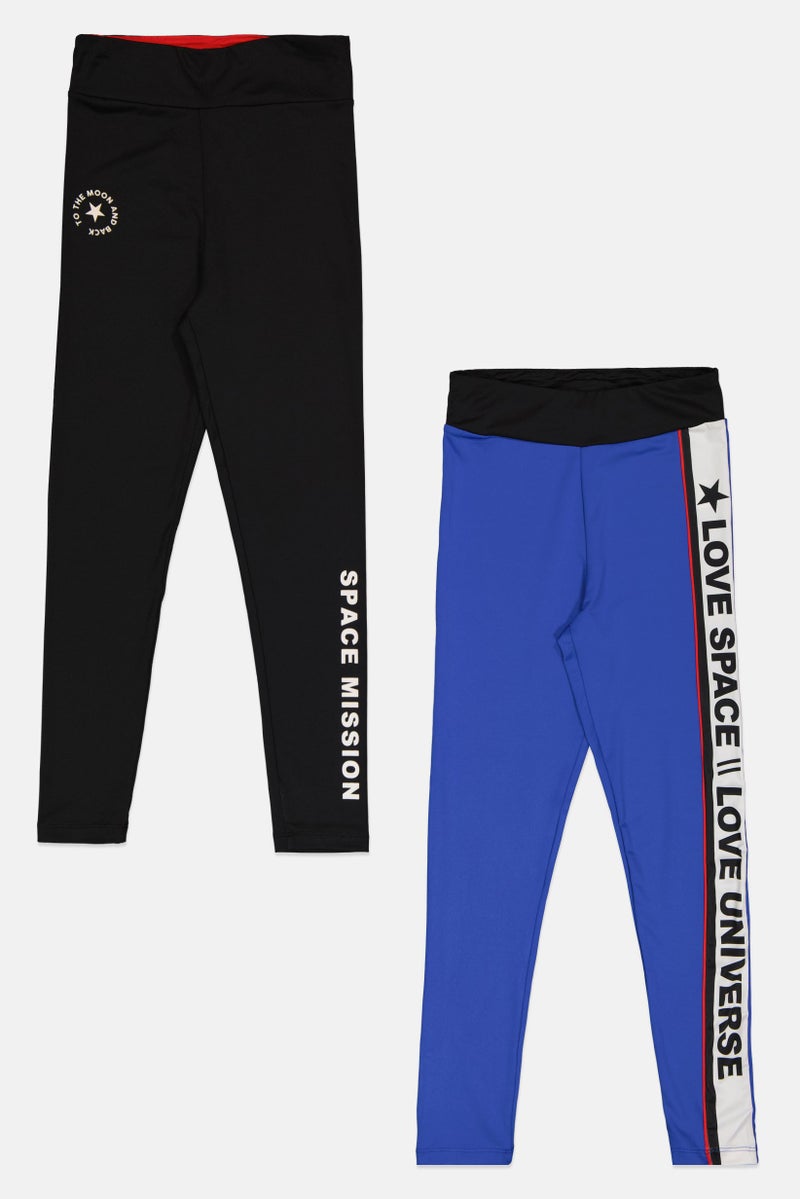 Cool Club بنطلونات ليغينغز مطبوعة للأطفال البنات 2 قطعة، متعددة الألوان - Image 2