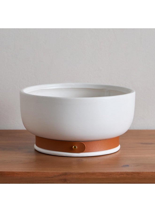 Home Box Tilden Ceramic Deco Bowl with PU Band 22 x 22 x 11.5 cm  - Image 2