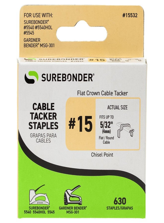 Surebonder #15 Flat Crown Cable Tacker Staples - 630 ct. - Image 1