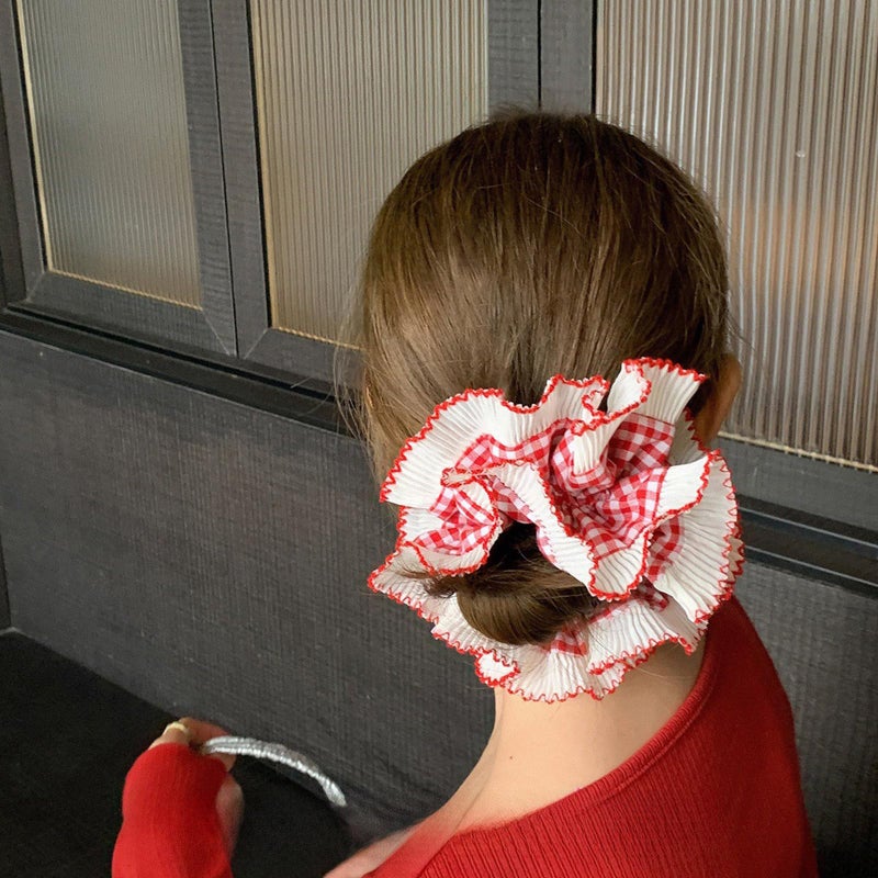 Double Layer Lace Trim Hair Scrunchy Elastic Scrunchies French Hair Tie Styling Accessories - Image 5