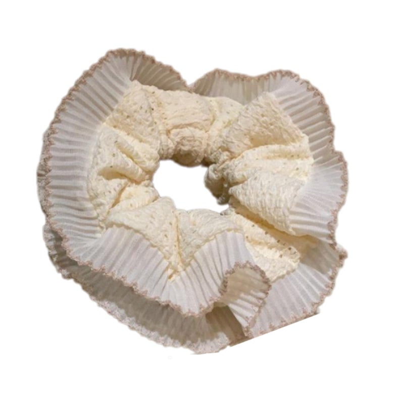 Double Layer Lace Trim Hair Scrunchy Elastic Scrunchies French Hair Tie Styling Accessories - Image 2