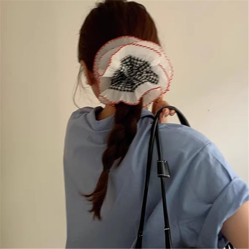 Double Layer Lace Trim Hair Scrunchy Elastic Scrunchies French Hair Tie Styling Accessories - Image 4