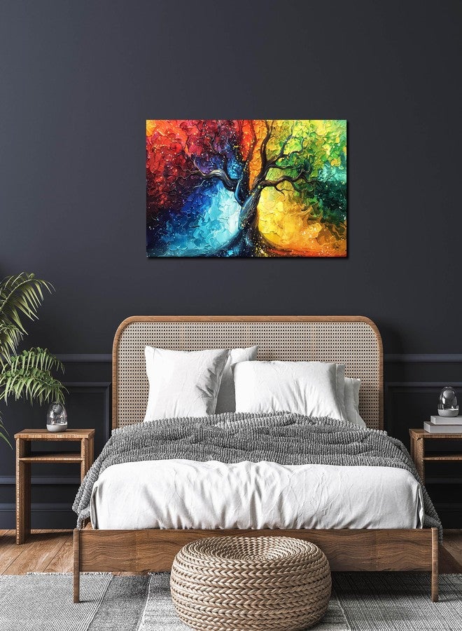 THRLVEART Colorful Tree Pictures Wall Decor for Living Room - Home Office Decor for Women - Tree of life Wall Art for Dorm Room Girl Size 20" x 40" - Image 3