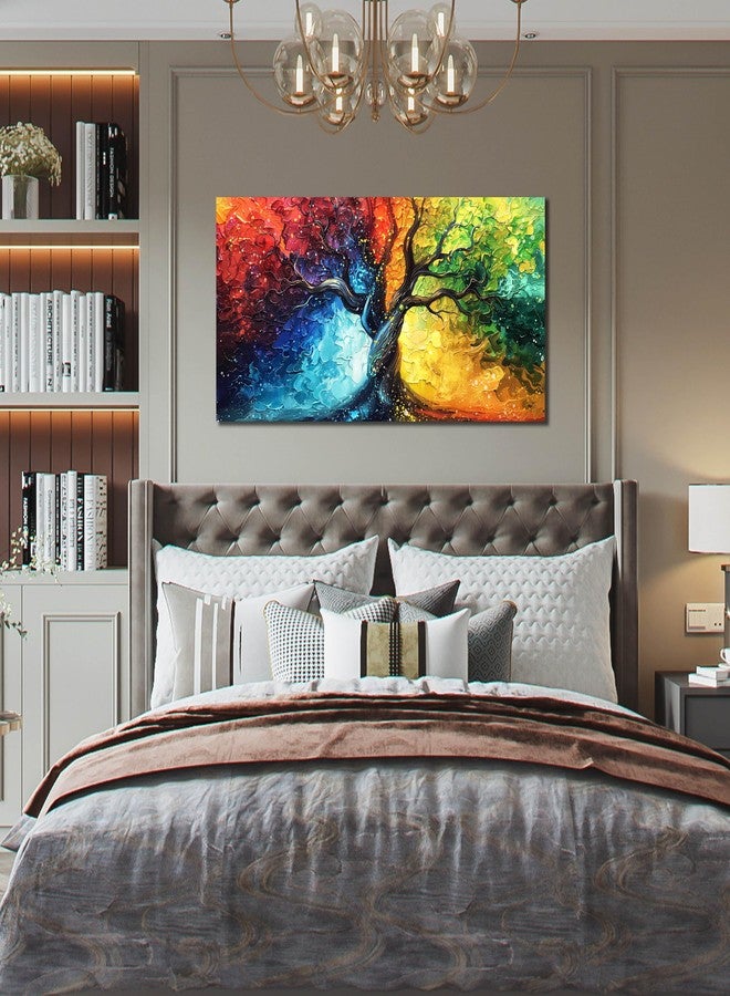 THRLVEART Colorful Tree Pictures Wall Decor for Living Room - Home Office Decor for Women - Tree of life Wall Art for Dorm Room Girl Size 20" x 40" - Image 5