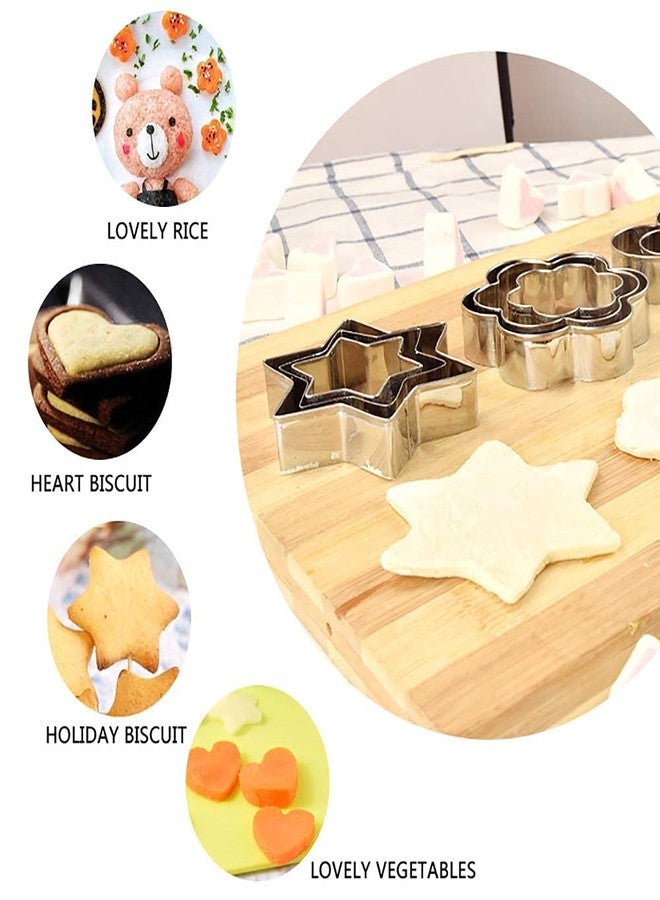 JAY EMPIRE 12 Piece Stainless Steel Cookie Cutter, Metal Cake Vegetable Fruit Biscuit Cutters Molds Set, Hearts Flowers Stars Round Shape, Silver - Image 4