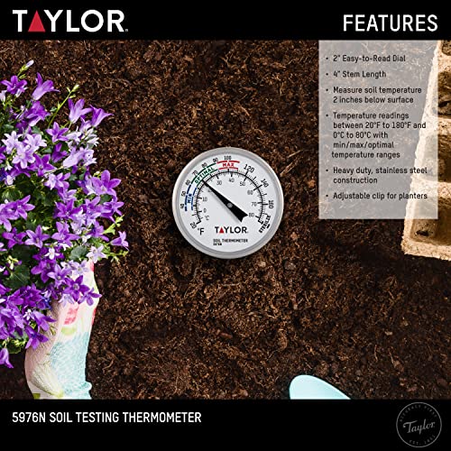 Taylor Soil Testing Thermometer, Gardening Tool for Plant Care, Gardening, Lawn, Farm, Outdoor Use, 4" Inch Stem - Image 3