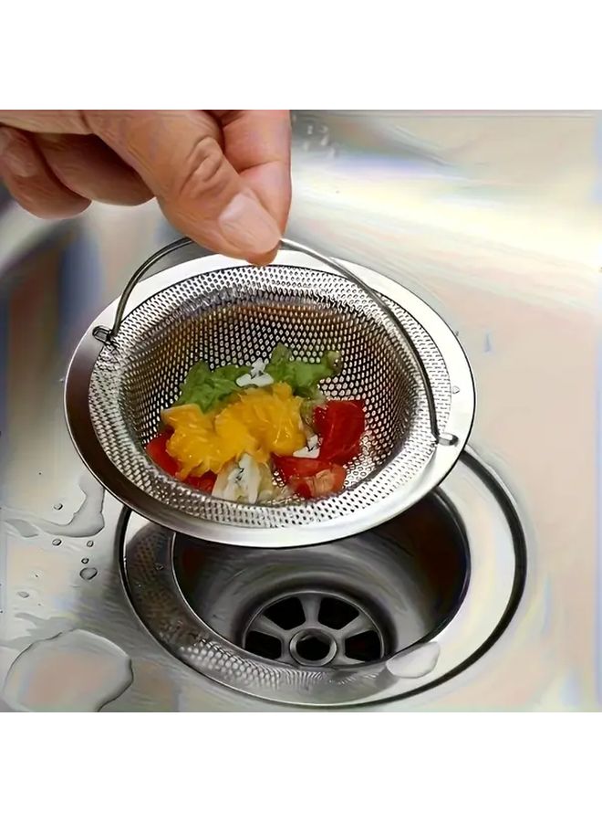2 Pcs Fine Mesh Kitchen Sink Strainer With Handle Rust Resistant Easy Cleaning - Image 1
