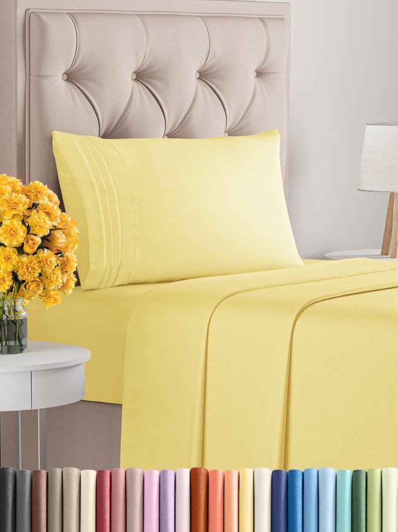 CGK Unlimited Twin Size 3 Piece Sheet Set  Comfy Breathable  Cooling Bed Sheets Set  Hotel Luxury Bedding for Women Men Kids  Teens  Deep Pockets Easy Secure Fit Soft and Wrinkle Free  OekoTex  Yellow 