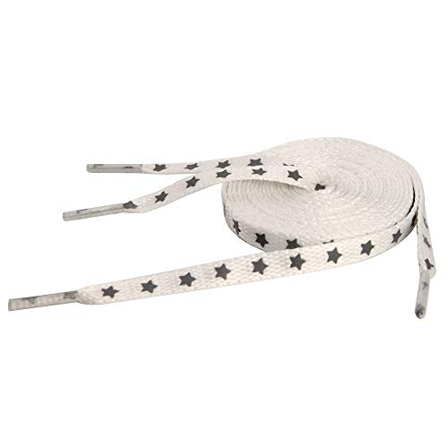 5Chaos Reflective Star Shoelaces, Jogging Running Night Club Party Dancing Shoe Laces for Women Kids Girls Men, Shoestring with Aglets 1Pair (47" (120CM), White) - Image 1