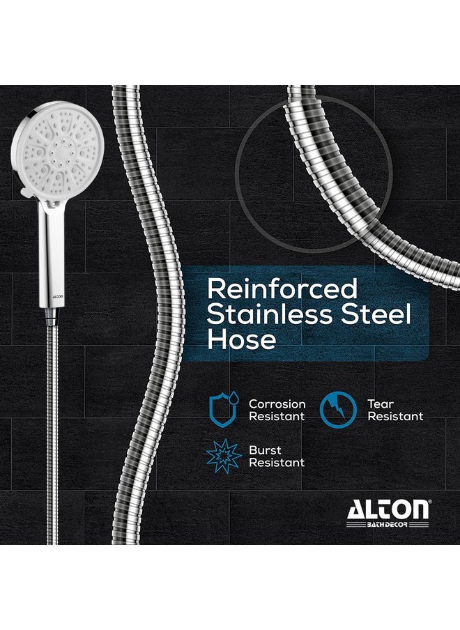 ALTON SHR22370, 3-Function Hand Shower With SS-304 Grade 1.5 Meter Flexible Hose Pipe and Wall Hook, (Chrome)