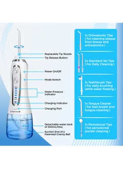 LUMIVE Lumive Water Flosser, Cordless & Rechargeable Oral Cleaner for Home and Travel, 5 Modes, 300mL, IPX7 Waterproof, 2500mAh Battery, USB Recharging, 6 Jet Tips for Braces & Bridges Care, Toothbrush & Travel Bag – White  - Image 3