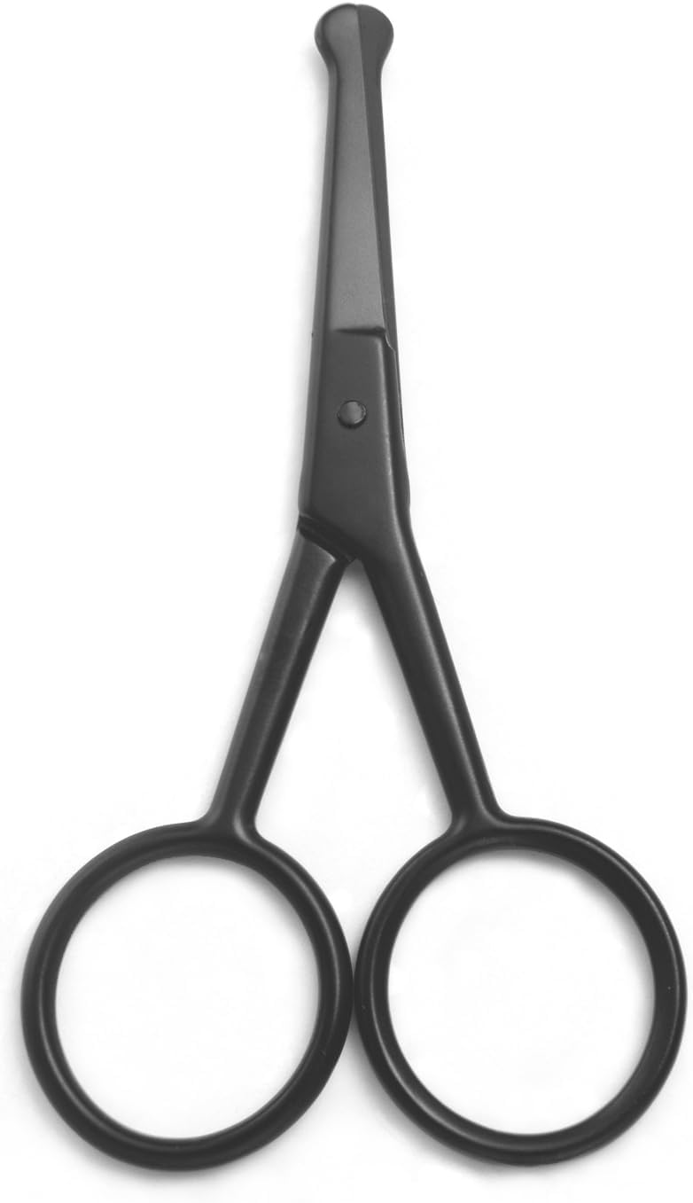 Yutoner Premium Manicure Rounded Tip Scissors Multi-purpose Stainless Steel Cuticle Pedicure Beauty Grooming Shears for Nail, Eyebrow, Eyelash, Dry Skin, Nose Hair (Black 4 Inch)