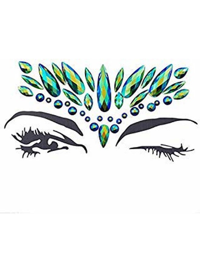 TOPAZ green face jewels Rhinestone sticker Rave EDC Festival face tattoo Self-adhesive Forehead bindi Body jewels Halloween Ghost Face Tattoo Sticker (green ab/J100) - Image 1
