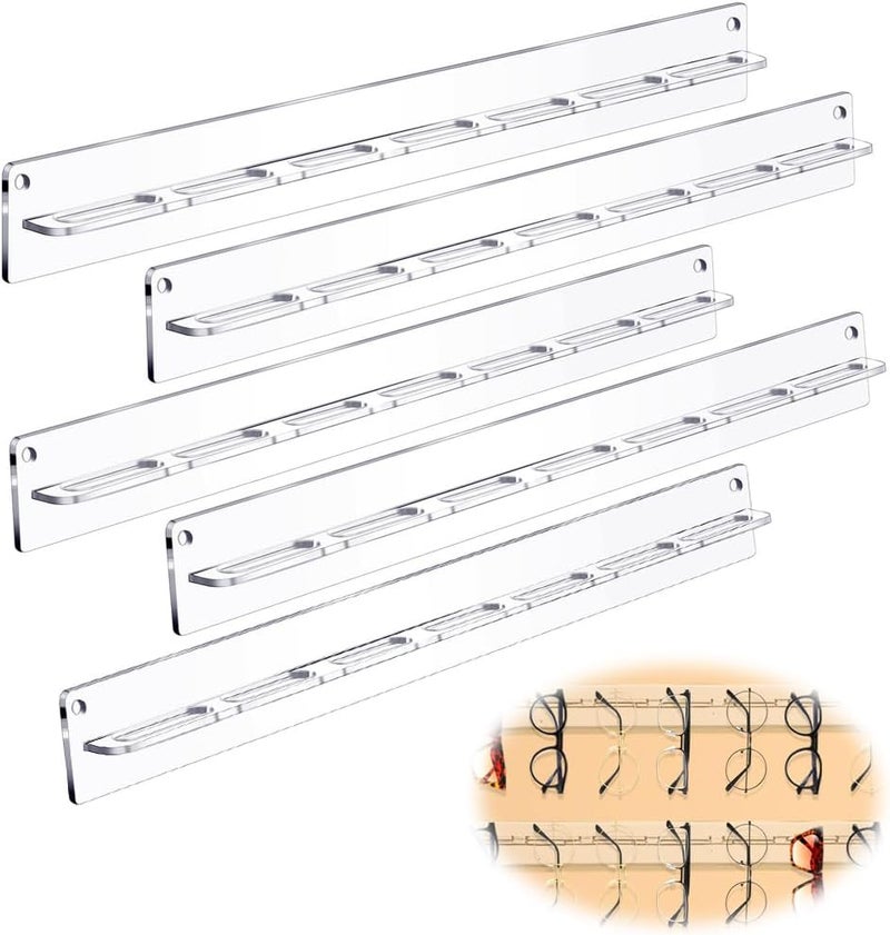 5 Pack Acrylic Sunglasses Organizer - Wall Mounted Eyeglasses Holder - Image 1