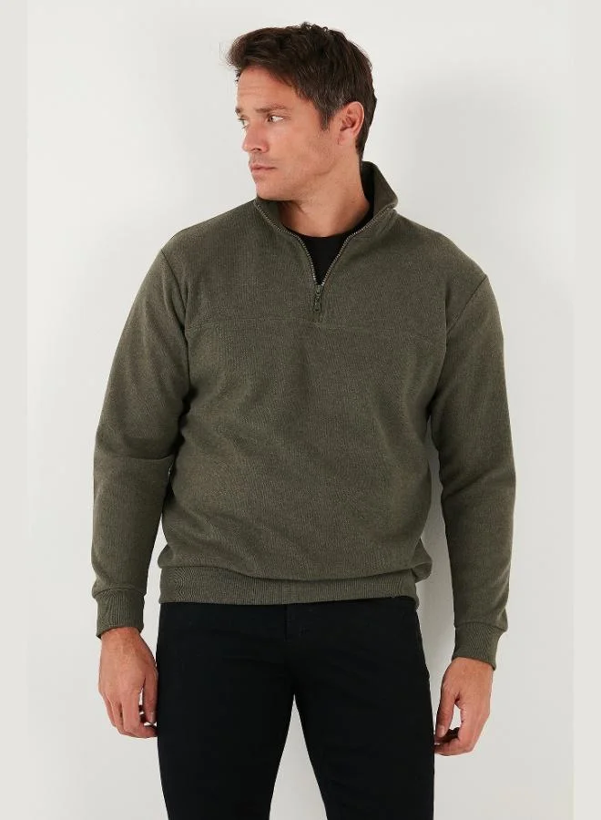 Buratti  Buratti Cotton Regular Fit Half Zipper Stand Collar Sweater Men's SWEATER 456112 for Men | Best Price UAE