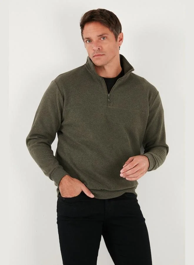 Buratti Cotton Regular Fit Half Zipper Stand Collar Sweater Men's SWEATER 456112