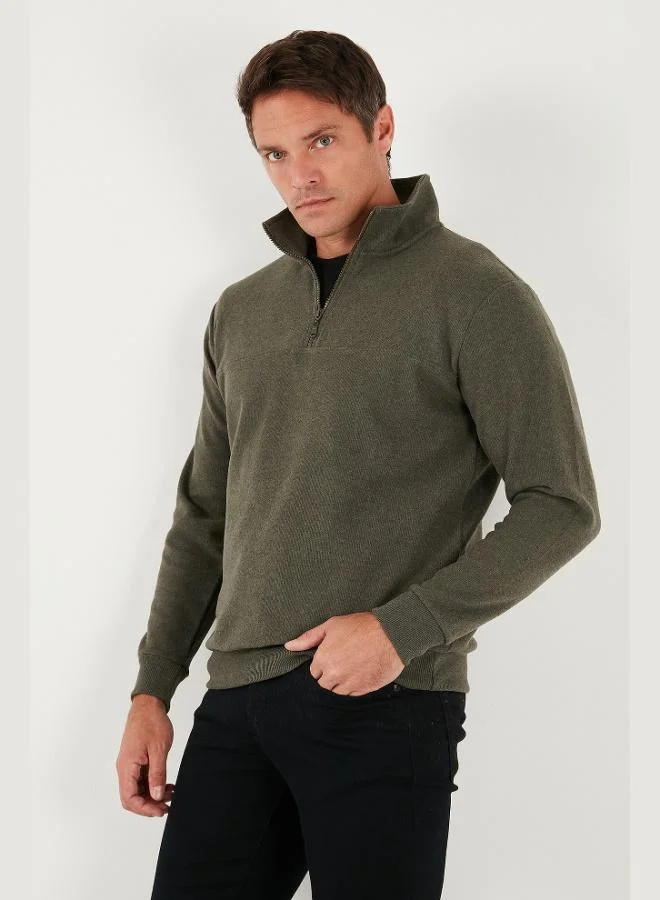 Buratti  Buratti Cotton Regular Fit Half Zipper Stand Collar Sweater Men's SWEATER 456112 for Men | Best Price UAE
