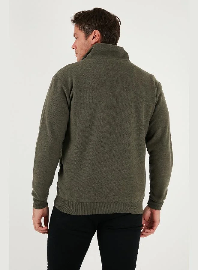 Buratti  Buratti Cotton Regular Fit Half Zipper Stand Collar Sweater Men's SWEATER 456112 for Men | Best Price UAE