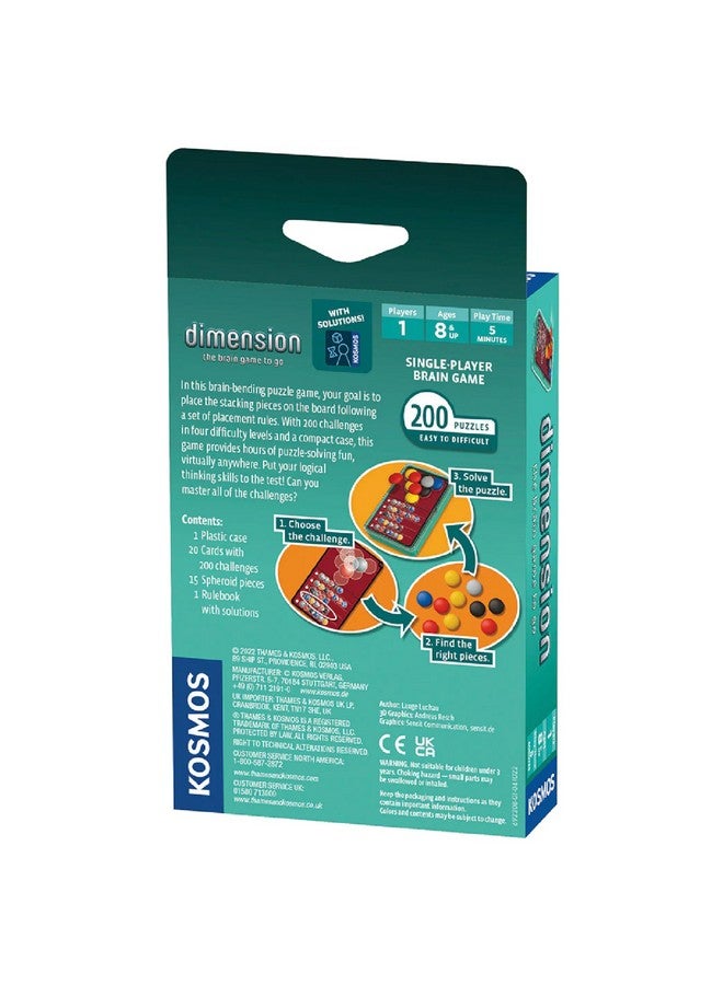 Thames & Kosmos الأبعاد: لعبة الدماغ المحمولة | ألغاز | ألعاب فردية | لاعب واحد | الأبعاد | لعبة التكديس | لعبة كوسموس - Image 2