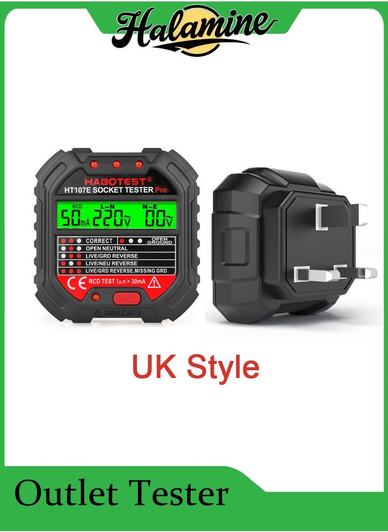 Halamine Outlet Tester, Socket Tester with Voltage Display (HT107E)  - Image 1