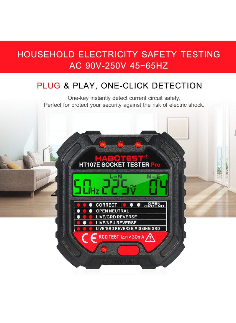 Halamine Outlet Tester, Socket Tester with Voltage Display (HT107E)  - Image 5