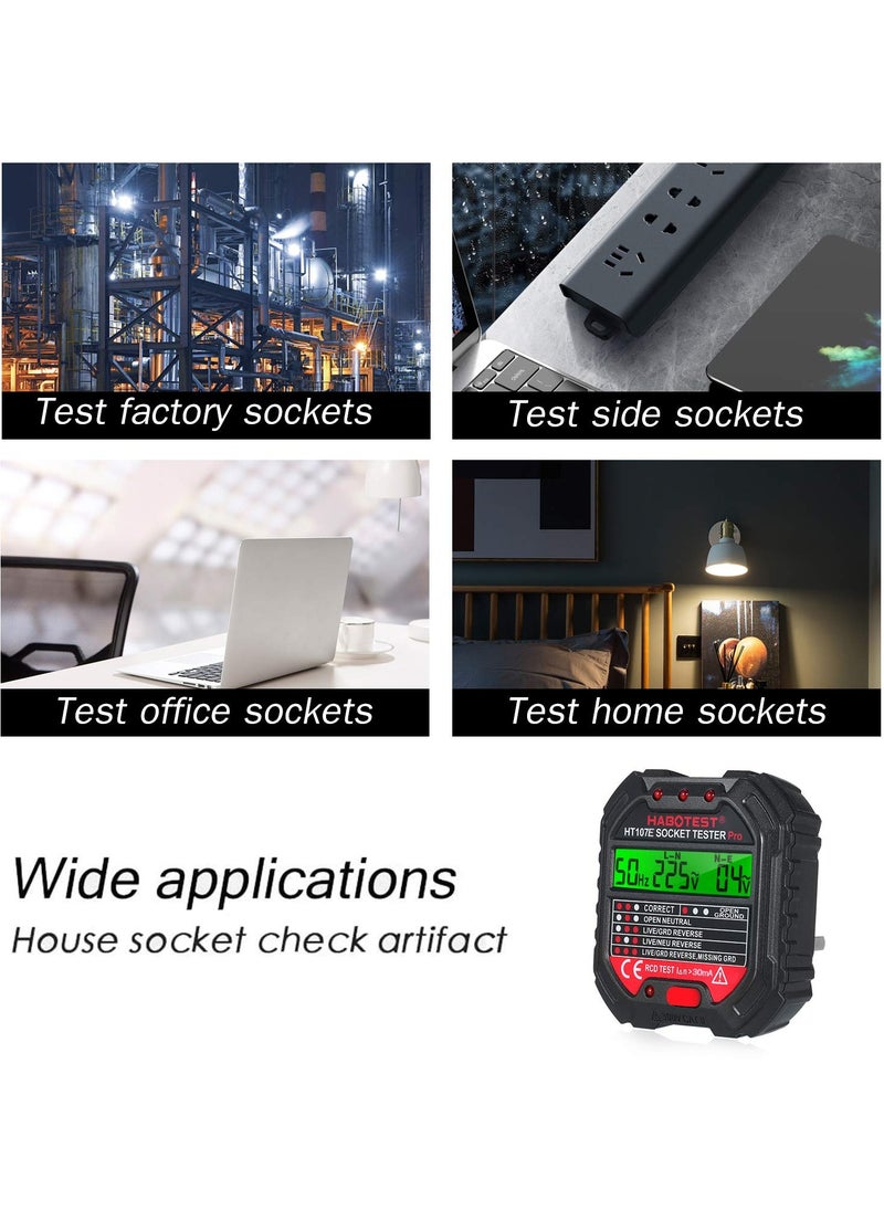 Outlet Tester, Socket Tester with Voltage Display (HT107E)