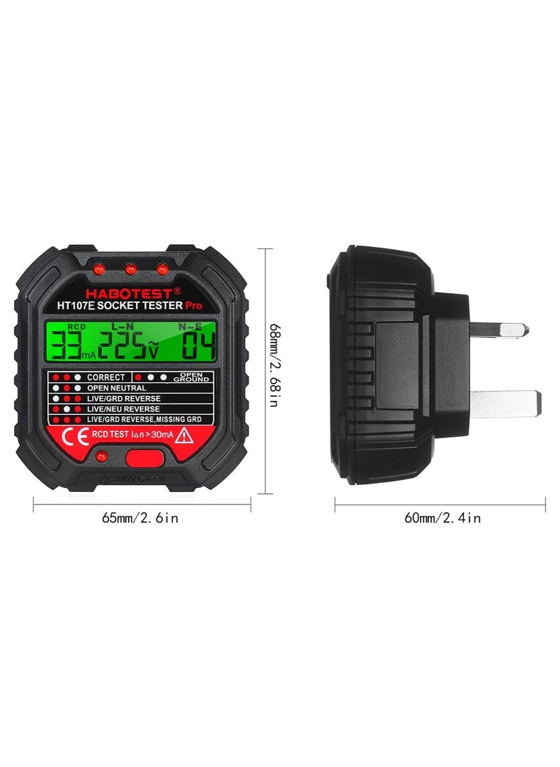 Outlet Tester, Socket Tester with Voltage Display (HT107E)