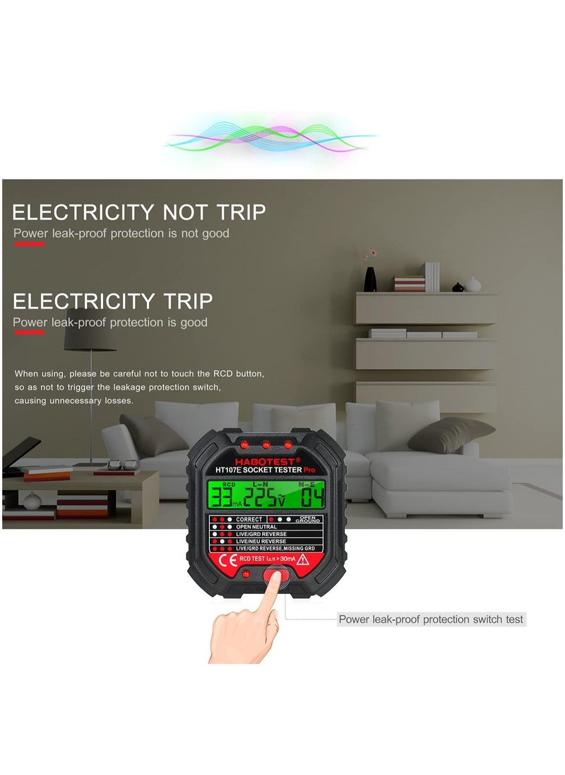 Halamine Outlet Tester, Socket Tester with Voltage Display (HT107E)  - Image 4