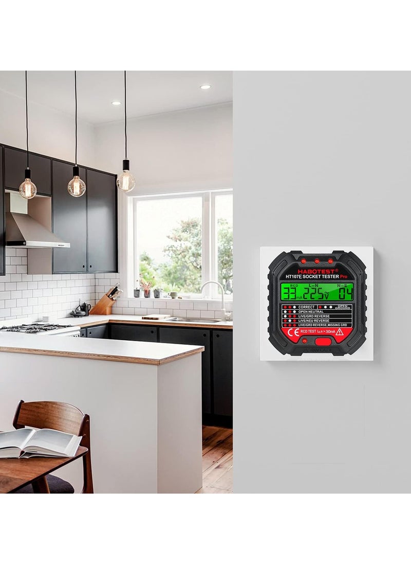 Outlet Tester, Socket Tester with Voltage Display (HT107E)