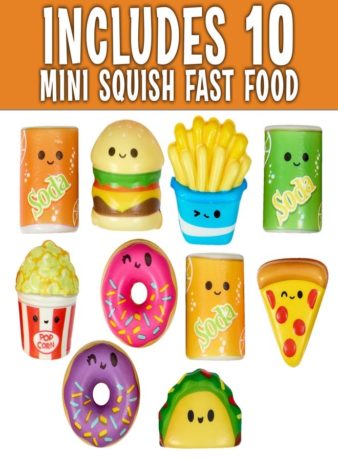 Playbees Mini Squish Fast Food Toys - 10 Pack - Assorted Designs Slow-Rise Stress Relief Toys for Kids, Mini Fidget Toys for Sensory Play, Party Favors, Junk Food Goodie Bag Fillers for Boys & Girls - Image 2