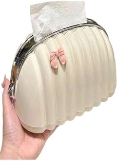 Generic Shell-themed Slim & Lightweight Living Room Tissue Box, Multi, Plastic, RectangularChic Tissue Box with Bow Decorative Handbag with Zipper for Easy Use and Storage of Napkins.