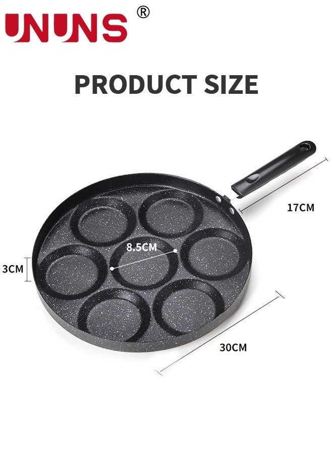 UNUNS - NonStick Egg Frying Pan,7-Cup Fried Pan,Cooker with Spatula and Brush,Egg Pan Suitable for Gas Stove & Induction Cooker - Image 1