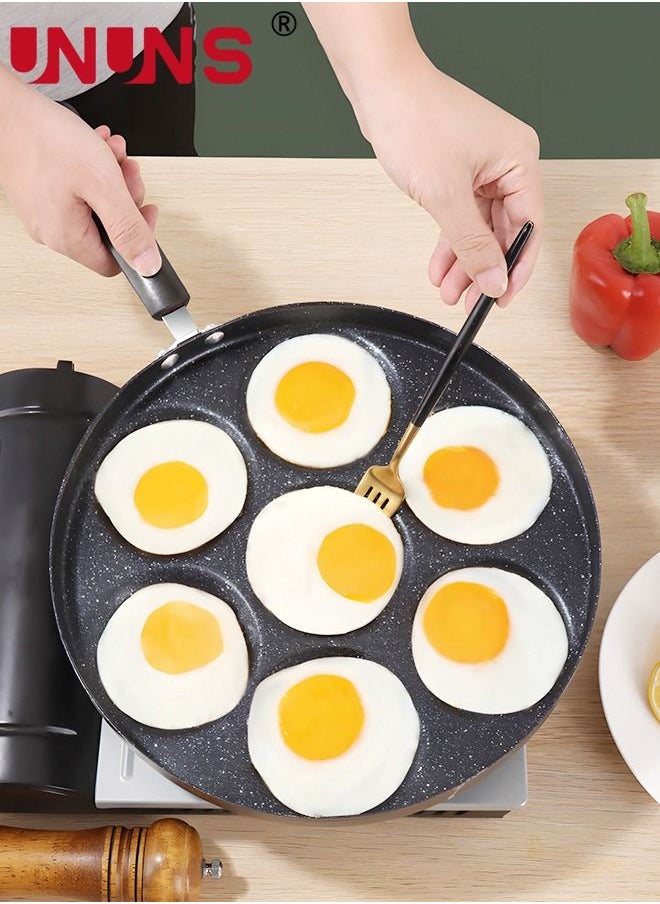 UNUNS - NonStick Egg Frying Pan,7-Cup Fried Pan,Cooker with Spatula and Brush,Egg Pan Suitable for Gas Stove & Induction Cooker - Image 1