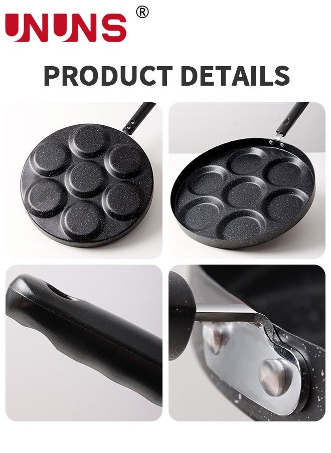 UNUNS - NonStick Egg Frying Pan,7-Cup Fried Pan,Cooker with Spatula and Brush,Egg Pan Suitable for Gas Stove & Induction Cooker - Image 1