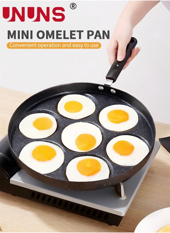UNUNS - NonStick Egg Frying Pan,7-Cup Fried Pan,Cooker with Spatula and Brush,Egg Pan Suitable for Gas Stove & Induction Cooker - Image 1